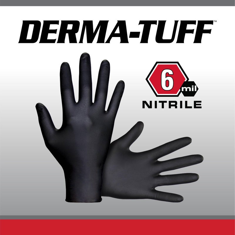 SAS Derma-Tuff Powder Free Nitrile Disposable Gloves | 6 Mil - 2XL 100 Ct | Latex Free  Chemical + Puncture Resistant  Fully Textured Grip  Beaded Cuff  for Automotive  Maintenance  Industrial | 66590 - Image 4